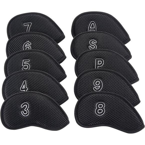 10Pcs/Pack New Meshy Golf Iron Covers Set Golf Club Head Cover Fit Most Irons - Picture 1 of 5
